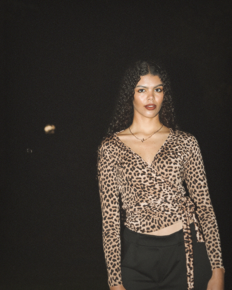Lizzy wrap top Lizzy Wrap Top - Leopard Print - Image 1