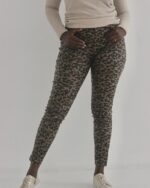 BON BON PLEATHER PANTS BROWN-LEOPARD PRINT
