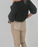 BON BON MULTI COLOUR PLEATHER PANTS-BEIGE - Image 2