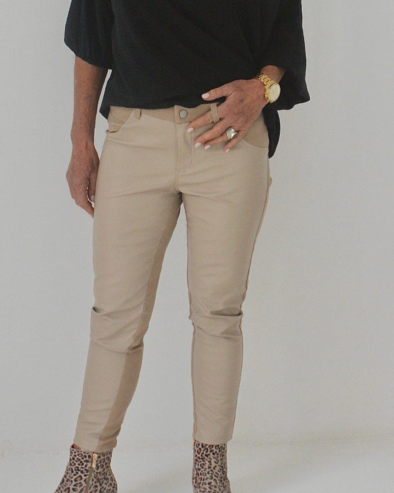 Bon Bon Pants - Multi Colour Beige BON BON MULTI COLOUR PLEATHER PANTS-BEIGE - Image 1