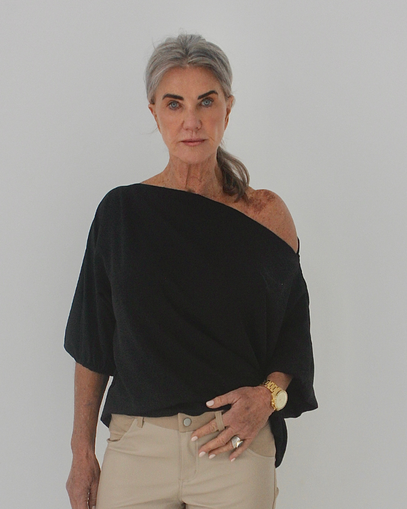 Silva Top - Black ELEVE BOAT NECK TOP-BLACK PRINT - Image 1