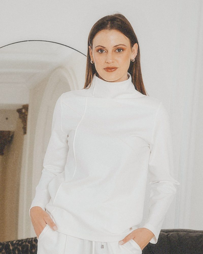 Blake Top - Ivory GIA BLAKE LONG SLEEVE HIGHG NECK TOP - IVORY - Image 1