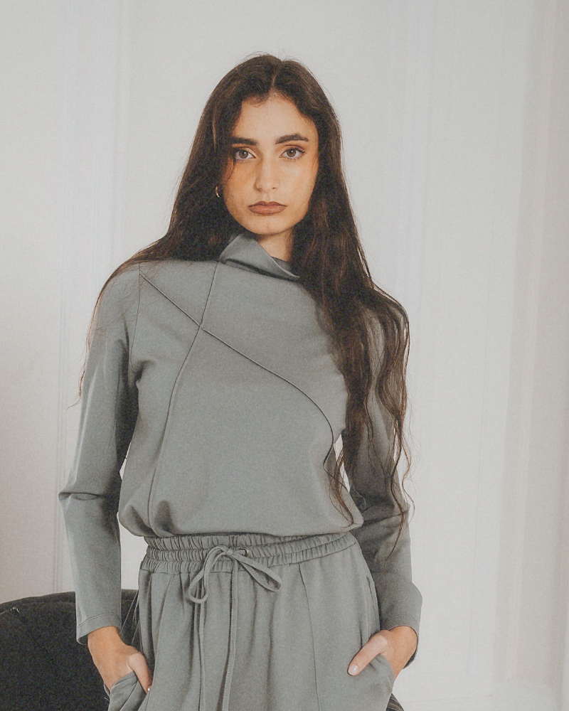 Blake Top - Sage GIA BLAKE LONG SLEEVE HIGH NECK TOP - SAGE - Image 1