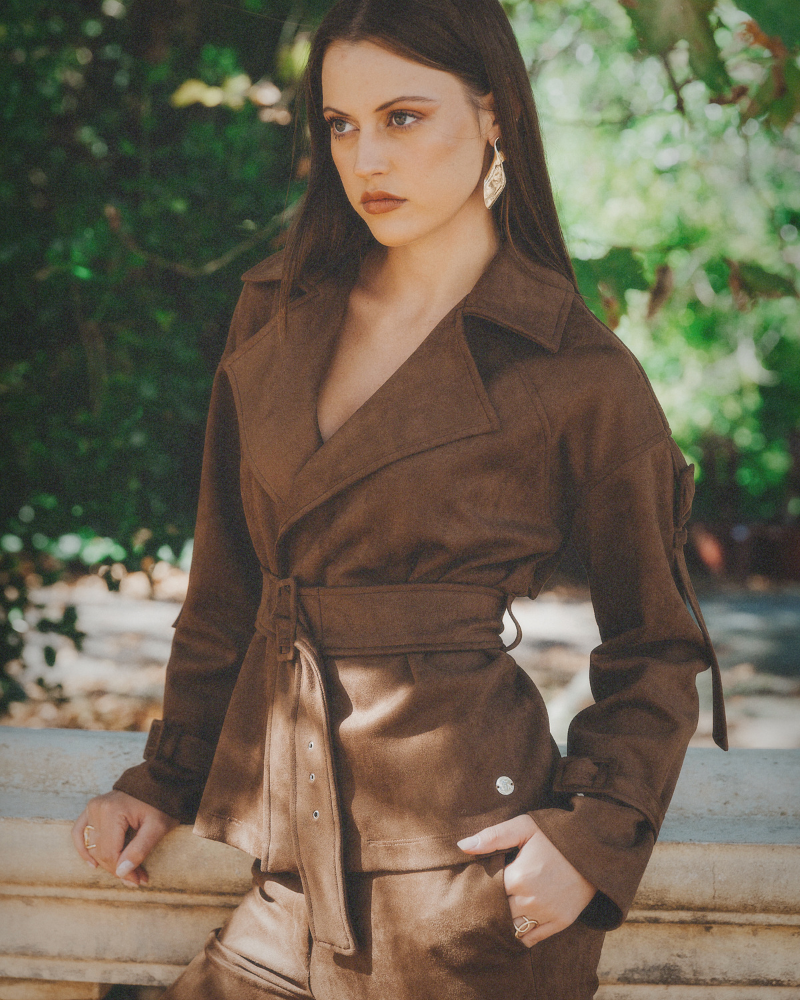 Raven jacket - chocolate GIA - RAVEN SUEDE SHORT JACKET - CHOCOLATE - Image 1