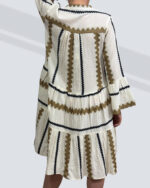PRETTY GIRL ZIG ZAG KEY HOLE MIDI DRESS-BEIGE - Image 3
