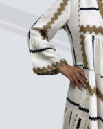 PRETTY GIRL ZIG ZAG KEY HOLE MIDI DRESS-BEIGE - Image 2