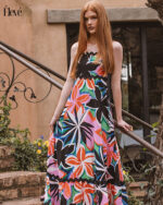 PRETTY GIRL STRAPPY ZIG ZAG DRESS-MULTI BLACK