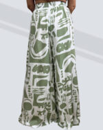 PRETTY GIRL WIDE LEG PALAZZO PANTS-SAGE IKAT PRINT - Image 2