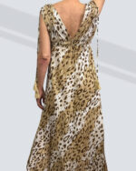 PRETTY GIRL IKAT DESIGN FOIL MIDI DRESS- LEOPARD PRINT - Image 2