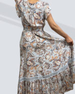 PRETTY GIRL FLOWER DRESS BUTTON THROUGH MAXI-MULTI BLUE - Image 2