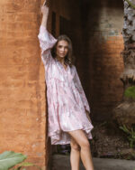 PRETTY GIRL LUREX DESIGN MIDI DRESS-PINK/SILVER