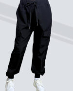 ANKLE LENGTH CARGO PANTS-BLACK