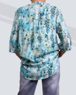 PRETTY GIRL PATCHWORK SHEER BLOUSE-BLUE - Image 2