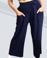 PRETTY GIRL LINEN BLEND PANT- NAVY