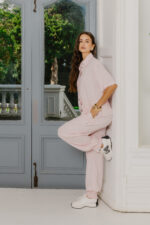 GIA LINEN CUFF PANTS - PINK - Image 2