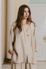 GIA BUTTON FRONT SHIRT - SAND