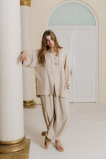 GIA BUTTON FRONT SHIRT - SAND - Image 2