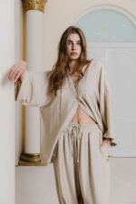 GIA BUTTON FRONT SHIRT - SAND - Image 3