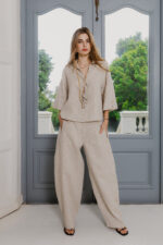 GIA S/SLEEVE SHIRT - OATMEAL