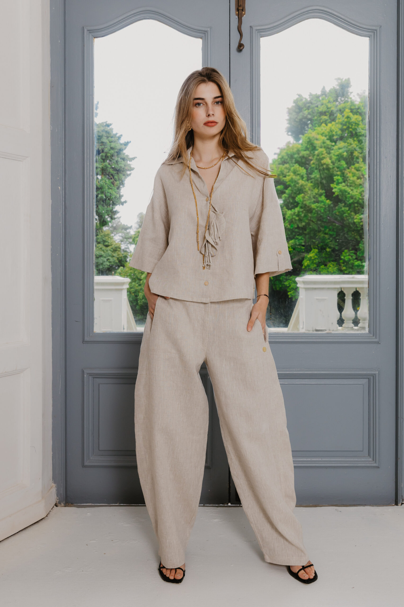069A3588 GIA S/SLEEVE SHIRT - OATMEAL - Image 1