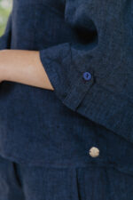GIA LINEN S/SLEEVE SHIRT - NAVY - Image 2