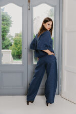 GIA LINEN BARREL PANTS - NAVY - Image 3