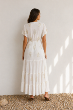 Maxi sheer Dress with Sequins-White - Image 2