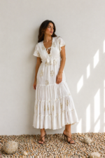 Maxi sheer Dress with Sequins-White