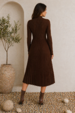 PRETTY GIRL LONG KNITTED DRESS - BROWN - Image 2
