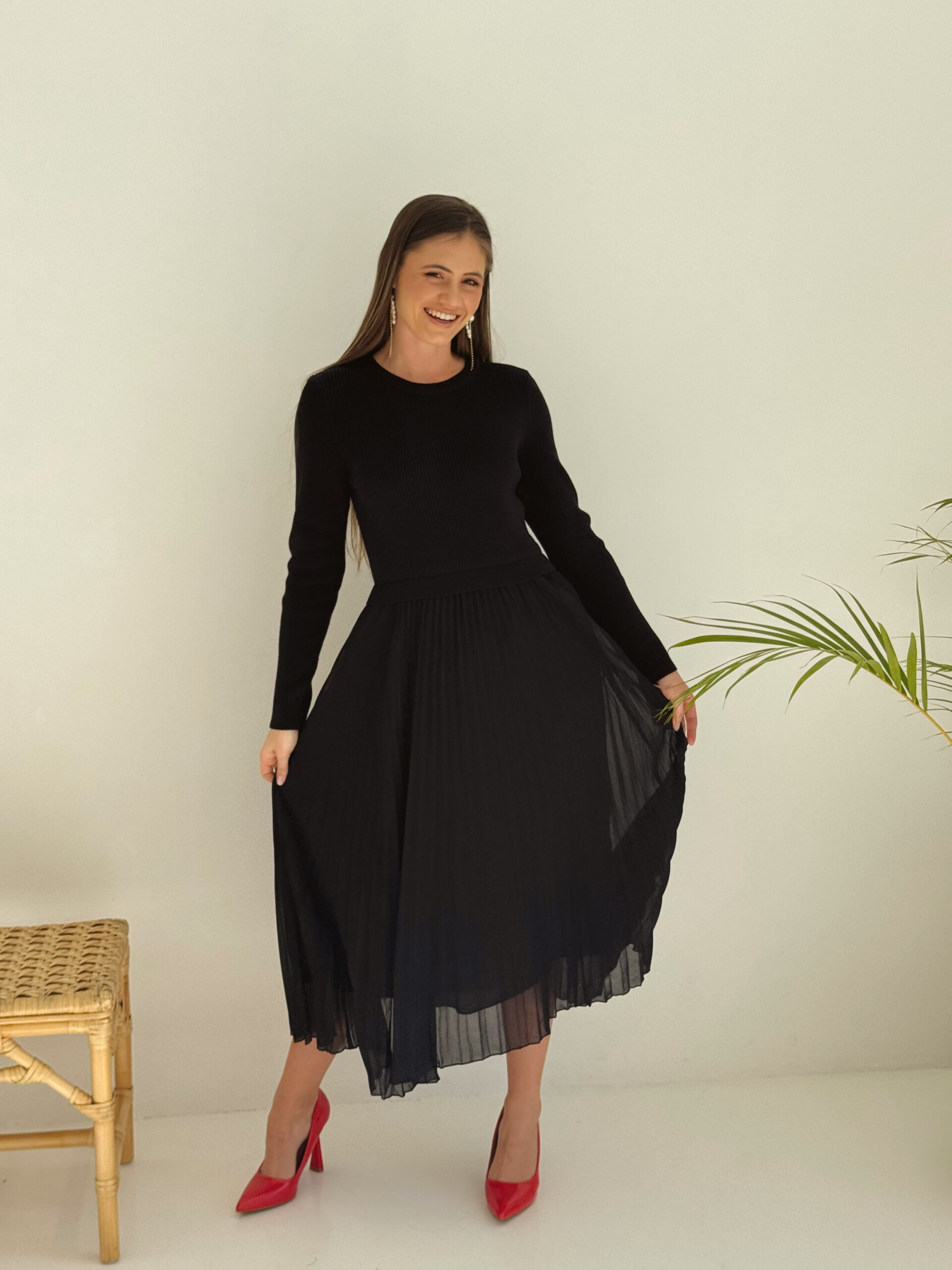 Edited in Tezza with: Lush PRETTY GIRL KNITTED DRESS - BLACK - Image 1