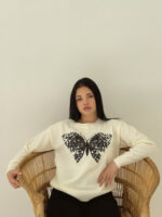 PRETTY GIRL BUTTERFLY KNIT - CREAM AND BLACK